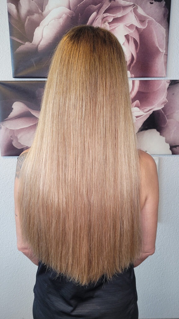 frau - blond - haare - extensions